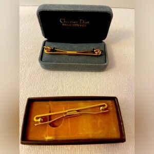 Christian Dior Tie Clip. Gold. Rare Vintage. Plus Additional Clip. NWOTs. Paris.